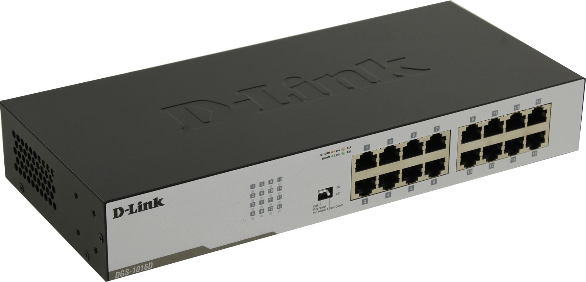 

Коммутатор D-link DGS-1016D, кол-во портов: 16x1 Гбит/с, установка в стойку (DGS-1016D/I1A), DGS-1016D