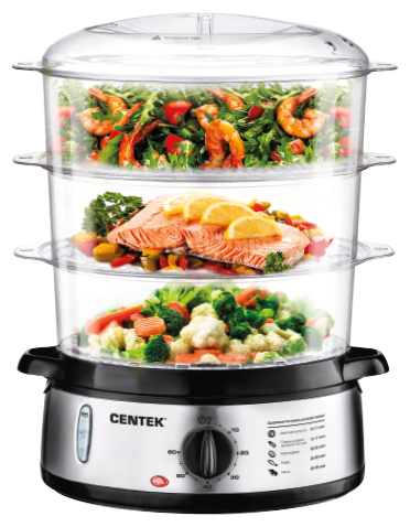 Пароварка CENTEK CT-1457, 800 Вт, ярусов: 3