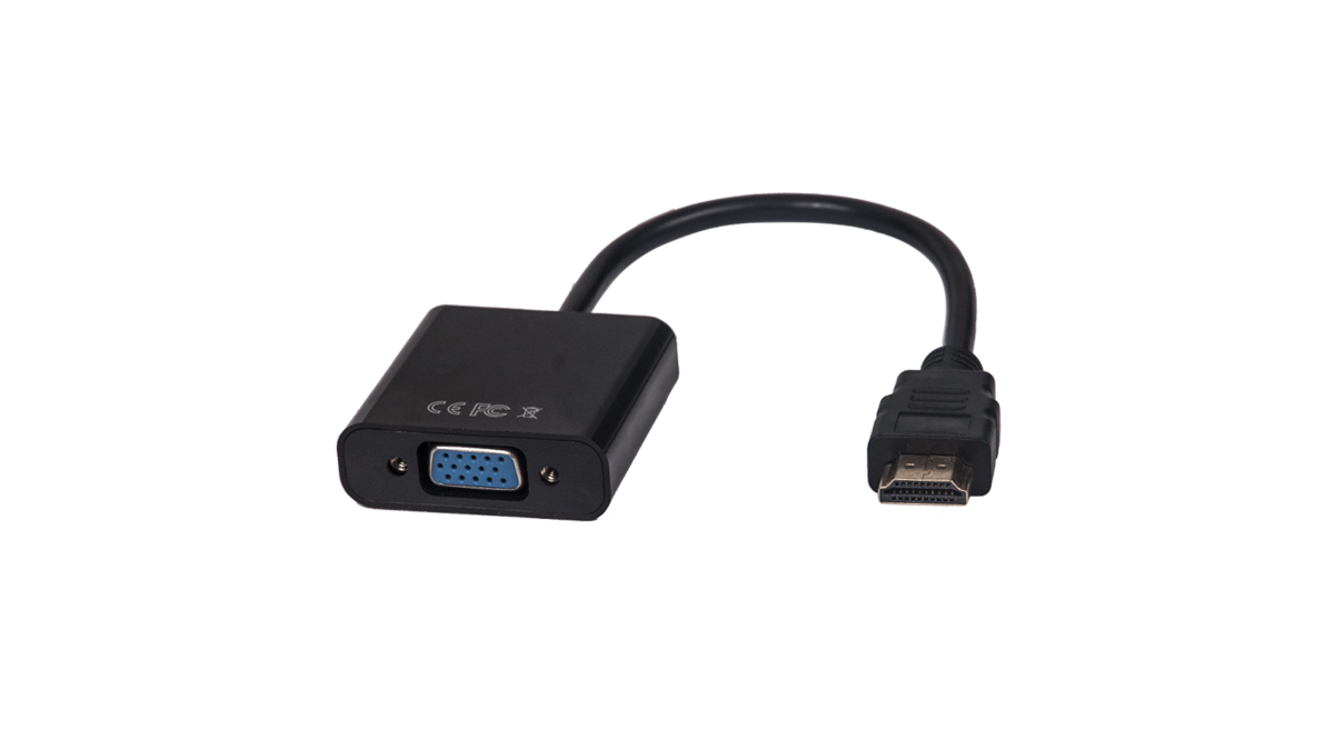

Кабель-переходник (адаптер) HDMI(19M)-VGA(15F), 10 см, черный Ritmix RCC-155 (RCC-155), RCC-155