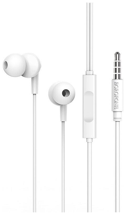 

Проводные наушники Borofone BM49, jack 3.5 мм, белый (6931474726766), BM49