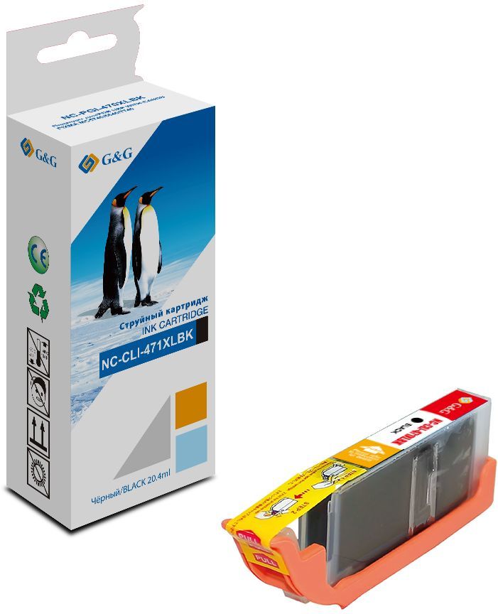 

Картридж струйный G&G NC-CLI-471XLBK (CLI-471XLBK/0346C001), черный, совместимый, 10.8 мл, для Canon PIXMA MG5740/6840/7740