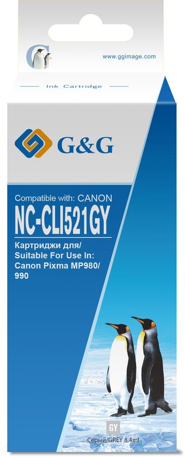 

Картридж струйный G&G NC-CLI-521GY (CLI-521GY/2937B004), серый, совместимый, 8.4мл, для Canon PIXMA iP3600 / iP4600 / iP4700 / MP540 / MP550 / MP560 / MP620 / MP630 / MP640 / MP980 / MP990 / MX860 / MX870