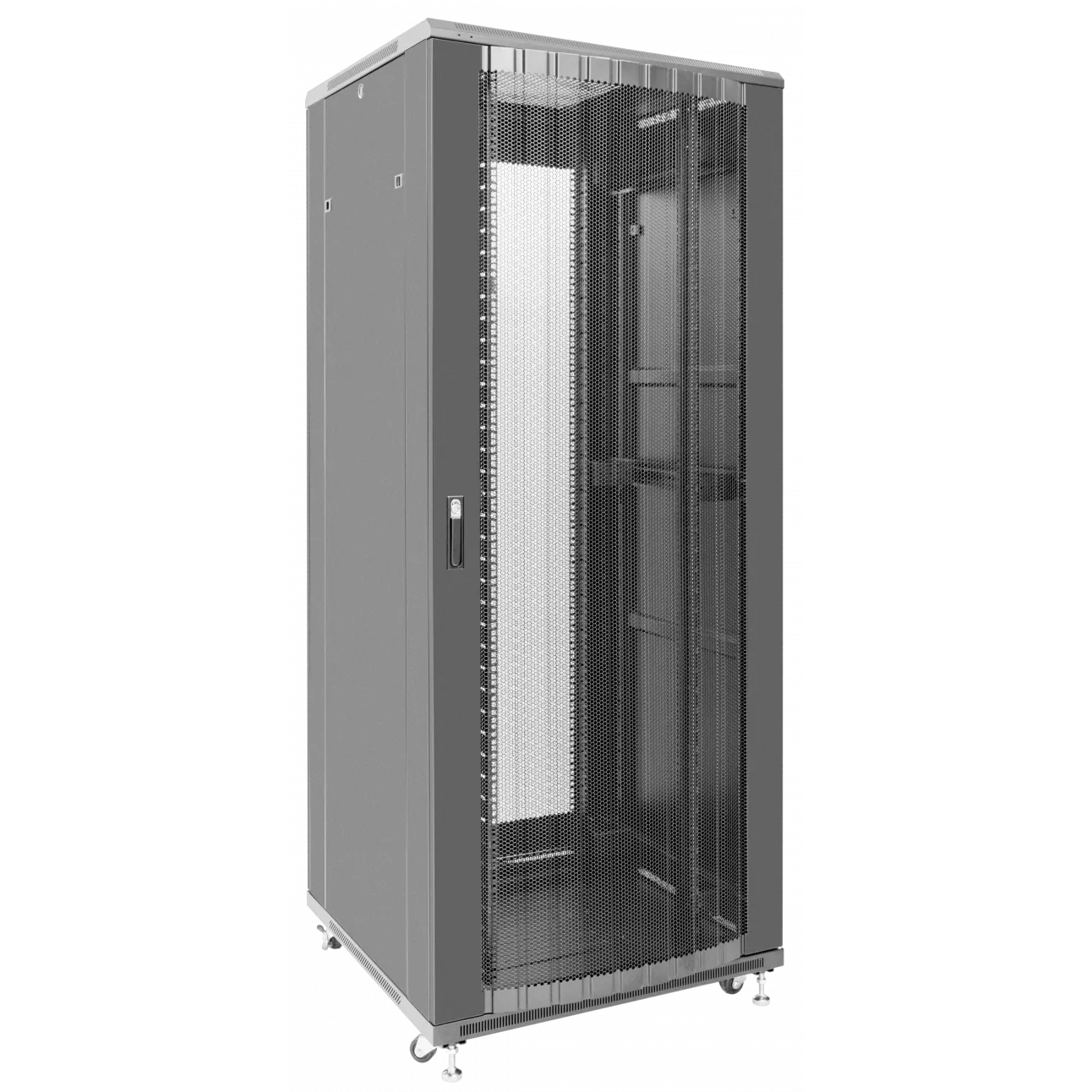 Шкаф телекоммуникационный напольный 42U 800x800 мм, перфорация, серый, в сборе, SNR TFC SNR-TFC-428080-CPDP-B