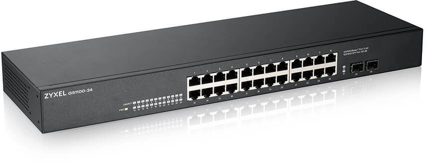 

Коммутатор ZYXEL GS1100-24, кол-во портов: 24x1 Гбит/с, SFP 2x1 Гбит/с, установка в стойку (GS1100-24-EU0103F), GS1100-24