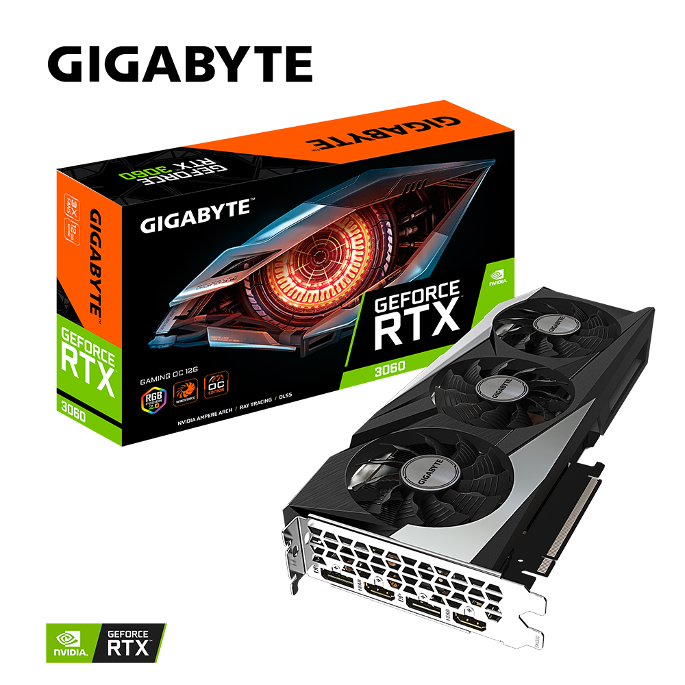 Видеокарта GIGABYTE NVIDIA GeForce RTX 3060 GAMING OC, 12Gb DDR6