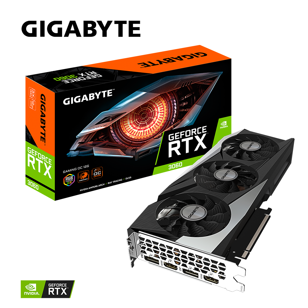 Видеокарта GIGABYTE NVIDIA GeForce RTX 3060 GAMING OC, 12Gb GDDR6