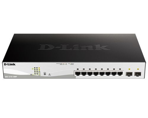 

Коммутатор D-link DGS-1210-10MP/FL, управляемый, кол-во портов: 8x1 Гбит/с, кол-во SFP/uplink: SFP 2x1 Гбит/с, установка в стойку, PoE (макс. 130Вт) (DGS-1210-10MP/FL1A), DGS-1210-10MP/FL