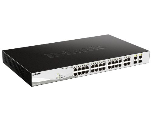 

Коммутатор D-link DGS-1210-28P, управляемый, кол-во портов: 24x1 Гбит/с, кол-во SFP/uplink: SFP 4x1 Гбит/с, установка в стойку, PoE: 24x30Вт (макс. 193Вт) (DGS-1210-28P/FL1A), DGS-1210-28P