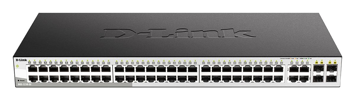

Коммутатор D-link DGS-1210-52, управляемый, кол-во портов: 48x1 Гбит/с, кол-во SFP/uplink: combo RJ-45/SFP 4x1 Гбит/с, установка в стойку (DGS-1210-52/F2A), DGS-1210-52