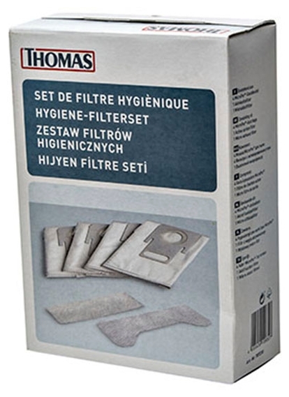 

Набор фильтров Thomas 787230 для Thomas thomas syntho, black, hygiene, genius, фильтр-мешки 4 шт., микрофильтр 1 шт., угольный фильтр 1 шт., серый, 6шт. (787230), 787230