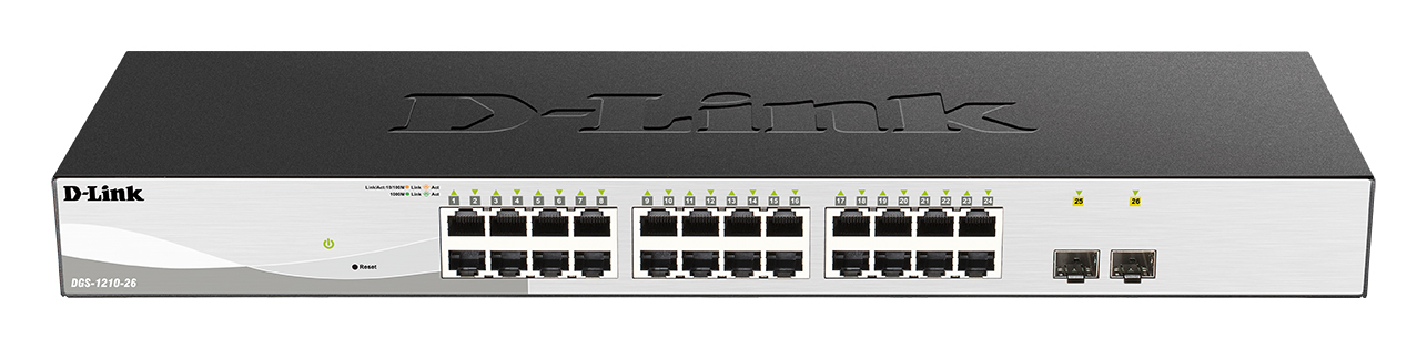 

Коммутатор D-link DGS-1210-26, управляемый, кол-во портов: 24x1 Гбит/с, кол-во SFP/uplink: SFP 2x1 Гбит/с (DGS-1210-26/F2A), DGS-1210-26