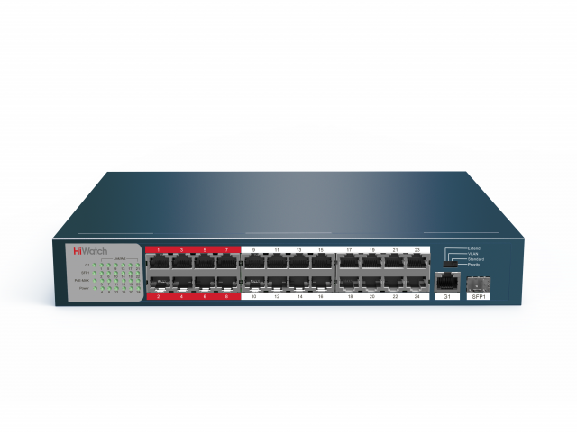

Коммутатор HiWatch DS-S2624P(B), кол-во портов: 24x1 Гбит/с, SFP 1x1 Гбит/с, установка в стойку, PoE: 24x30Вт (макс. 230Вт) (DS-S2624P(B)), DS-S2624P(B)