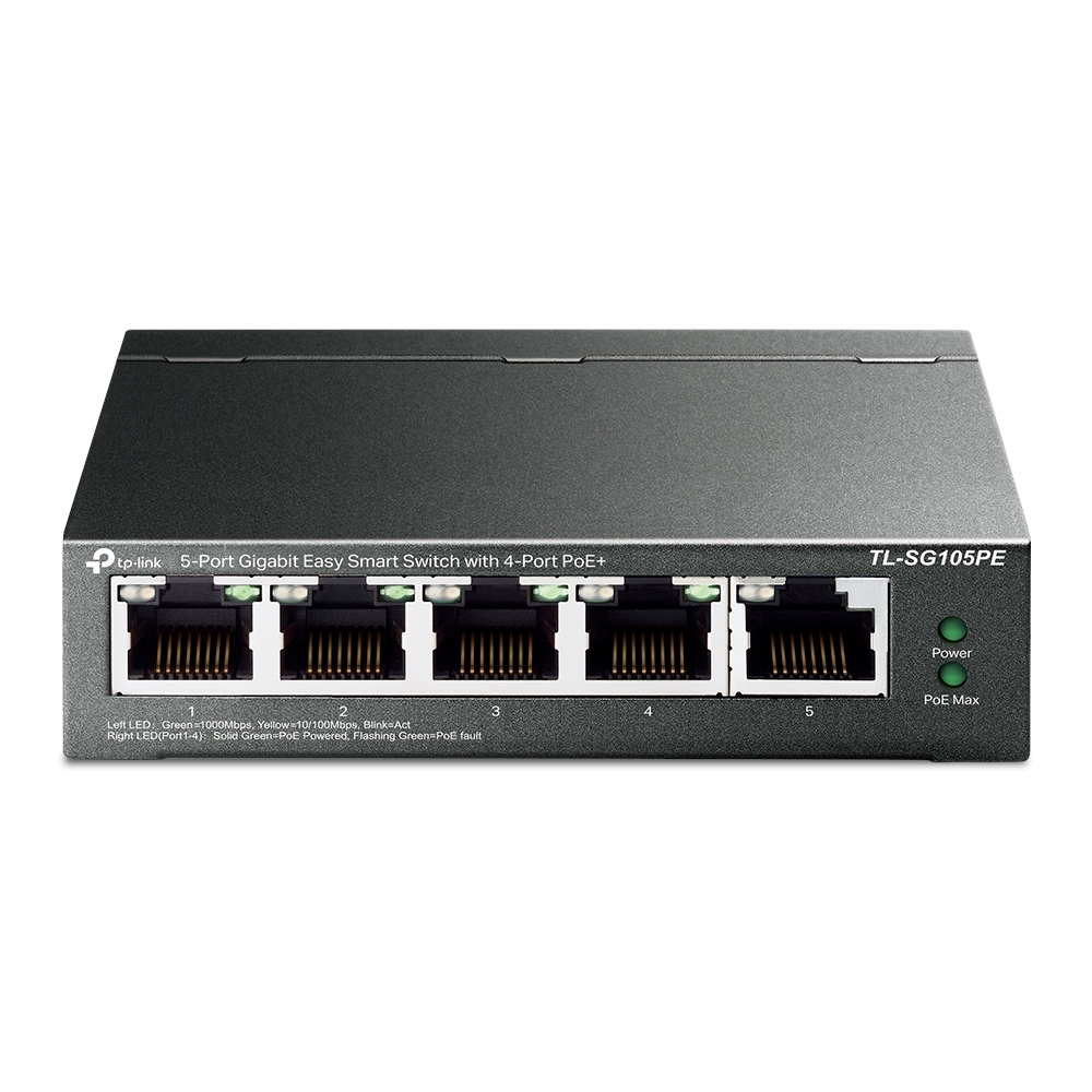

Коммутатор TP-LINK TL-SG105PE, управляемый, кол-во портов: 5x1 Гбит/с, PoE: 4x30Вт (макс. 65Вт) (TL-SG105PE), TL-SG105PE