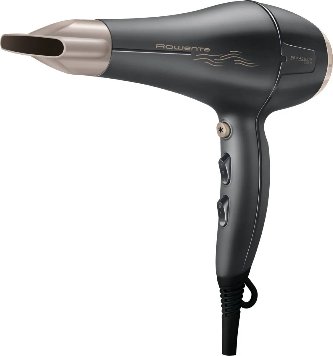 Фен Rowenta Signature PRO CV7827F0 2100Вт, 6 режимов, 2 насадки, черный (0000278607)