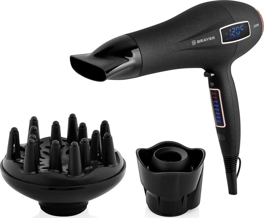 Фен Brayer 3001BR 2.2 кВт, насадок: 3