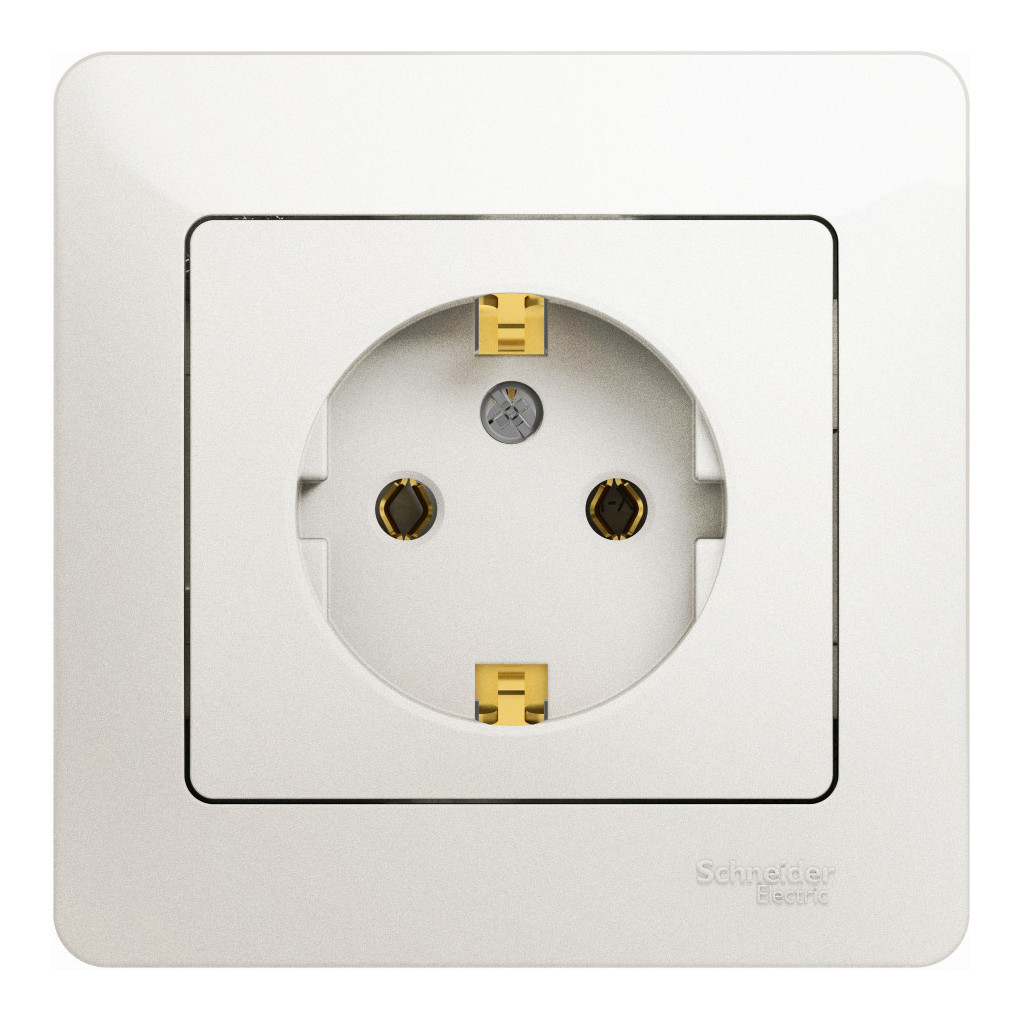 

Розетка Schneider Electric GLOSSA, скрытый монтаж, однопостовая, с з/к, 16A, в сборе, IP20, перламутр (GSL000642)