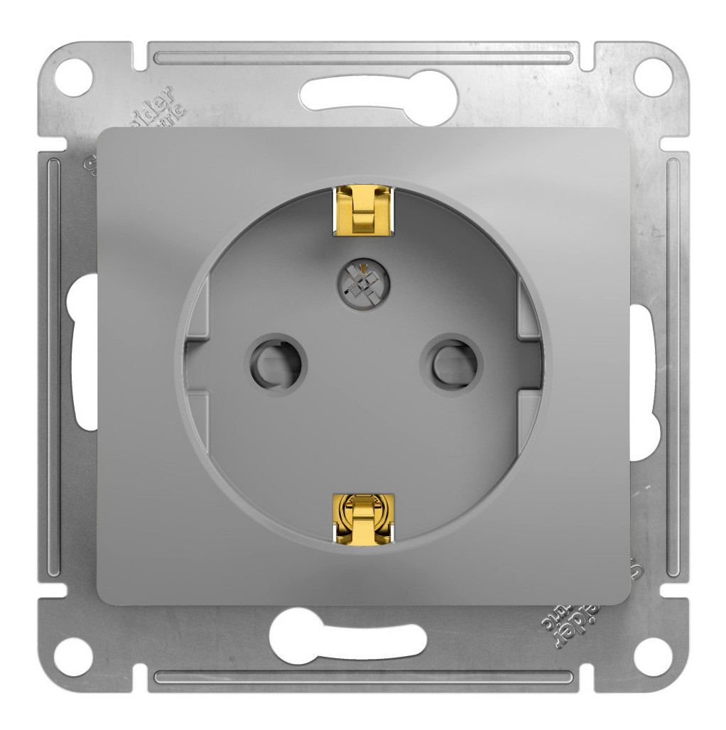 

Розетка Schneider Electric GLOSSA, скрытый монтаж, однопостовая, с з/к, со шторками, 16A, механизм с накладкой и суппортом, IP20, алюминий (GSL000345)
