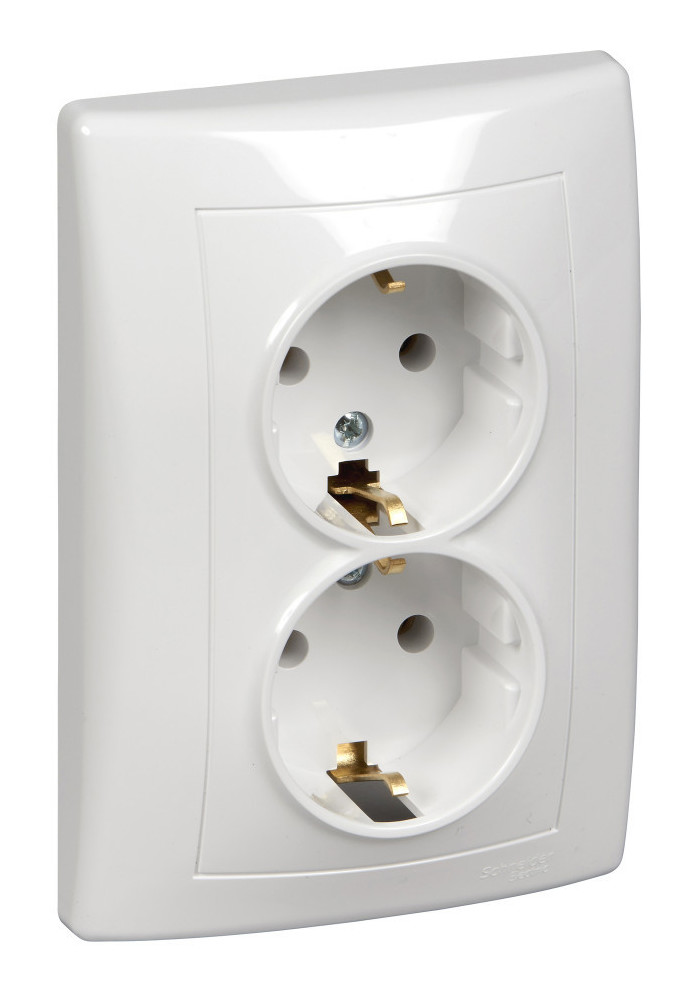 

Розетка Schneider Electric sedna, скрытый монтаж, 2-х постовая/модулей: 2, с з/к, 16A, в сборе, IP20, белый (SDN3000621)