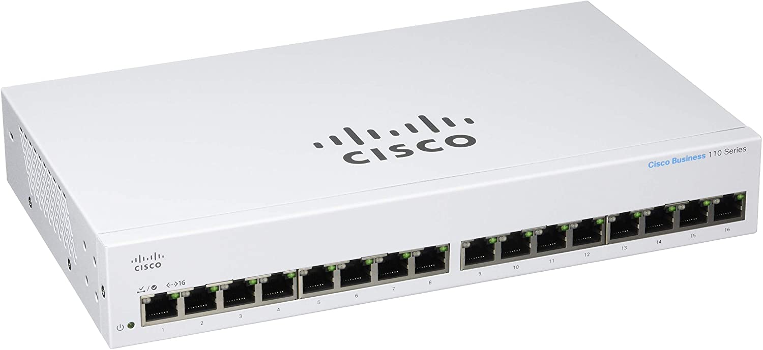 

Коммутатор Cisco CBS110-16T, кол-во портов: 16x1 Гбит/с, установка в стойку (CBS110-16T-EU), CBS110-16T