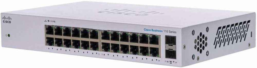 

Коммутатор Cisco CBS110-24T, кол-во портов: 24x1 Гбит/с, SFP 2x1 Гбит/с, кол-во SFP/uplink: combo RJ-45/SFP 2x1 Гбит/с, установка в стойку (CBS110-24T-EU), CBS110-24T