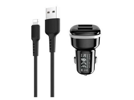 

Автомобильное зарядное устройство Borofone Extreme BZ13A, 2xUSB, 2.4А, кабель Lightning 8-pin, черный (УТ000021792), BZ13A