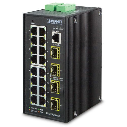 

Коммутатор Planet IGS-20040MT, управляемый, кол-во портов: 16x1 Гбит/с, SFP 4x1 Гбит/с (IGS-20040MT), IGS-20040MT
