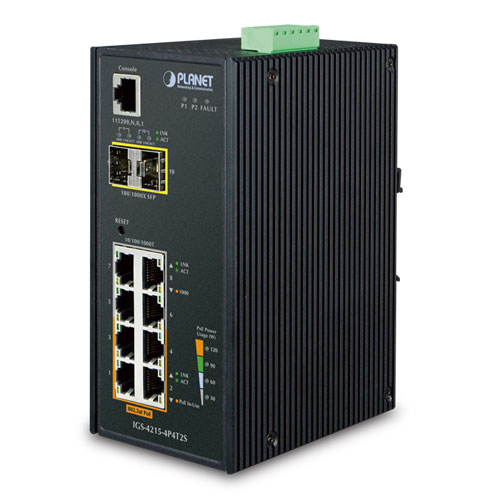 

Коммутатор Planet IGS-4215-4P4T2S, управляемый, кол-во портов: 8x1 Гбит/с, SFP 2x1 Гбит/с, PoE: 4x36Вт (IGS-4215-4P4T2S), IGS-4215-4P4T2S
