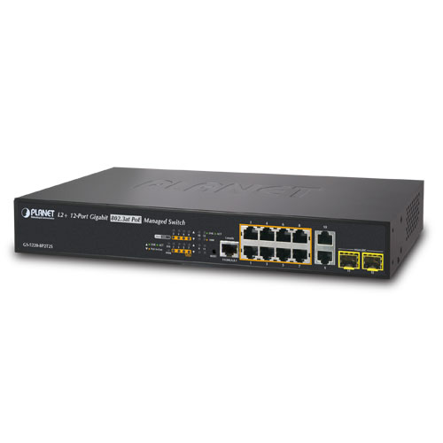

Коммутатор Planet GS-5220-8P2T2S, управляемый, кол-во портов: 10x1 Гбит/с, SFP 2x1 Гбит/с, установка в стойку, PoE (макс. 240Вт) (GS-5220-8P2T2S), GS-5220-8P2T2S