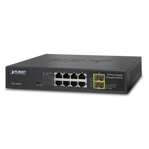 

Коммутатор Planet GSD-1020, управляемый, кол-во портов: 8x1 Гбит/с, SFP 2x1 Гбит/с (GSD-1020S), GSD-1020