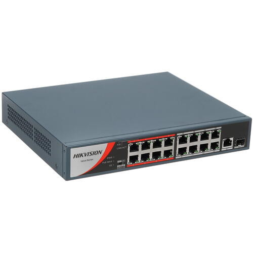 

Коммутатор Hikvision DS-3E0318P-E/M, кол-во портов: 17x100 Мбит/с, SFP 1x1 Гбит/с, установка в стойку, PoE: 16x30Вт (макс. 130Вт) (DS-3E0318P-E/M(B)), DS-3E0318P-E/M