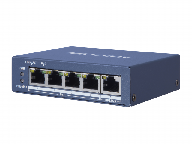 

Коммутатор Hikvision DS-3E0505P-E, кол-во портов: 5x1 Гбит/с, PoE: 4x30Вт (макс. 60Вт) (DS-3E0505P-E), DS-3E0505P-E