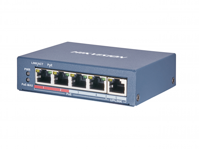 Коммутатор Hikvision DS-3E0505P-E/M, 5x1 Гбит/с