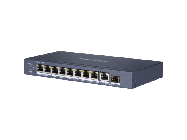 

Коммутатор Hikvision DS-3E0510HP-E, кол-во портов: 9x1 Гбит/с, установка в стойку, PoE: 8x90Вт (макс. 110Вт) (DS-3E0510HP-E), DS-3E0510HP-E