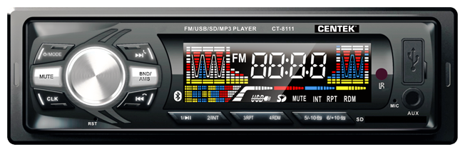 Автомагнитола CENTEK CT-8111, 1 DIN, 4x50 Вт, черный