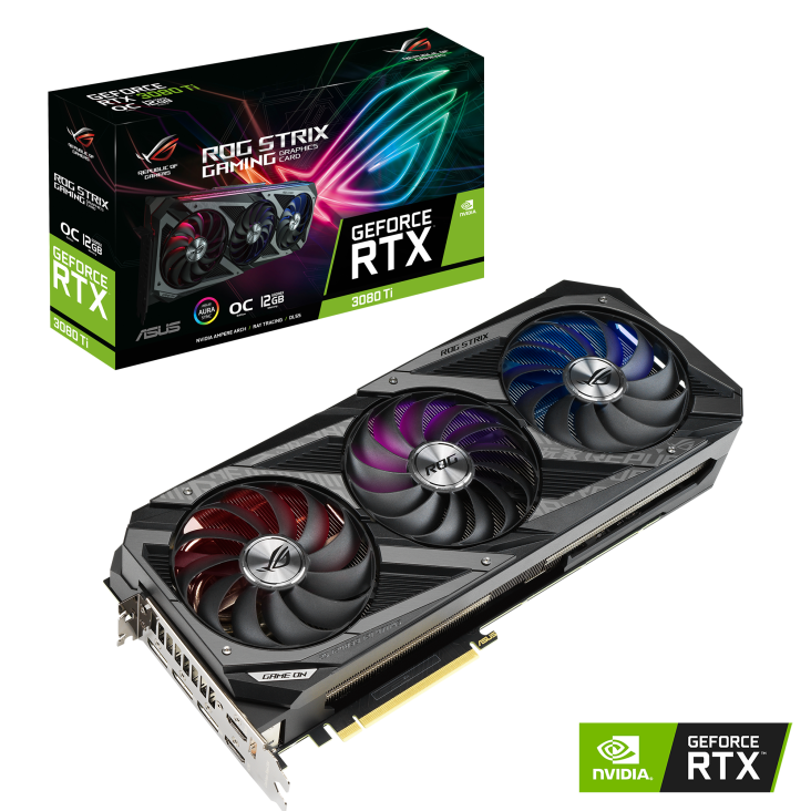 

Видеокарта ASUS NVIDIA GeForce RTX 3080Ti ROG STRIX GAMING OC, 12Gb DDR6X, 384bit, PCI-E, 2HDMI, 3DP, Retail (ROG-STRIX-RTX3080TI-O12G-GAMING LHR), ROG STRIX GAMING OC