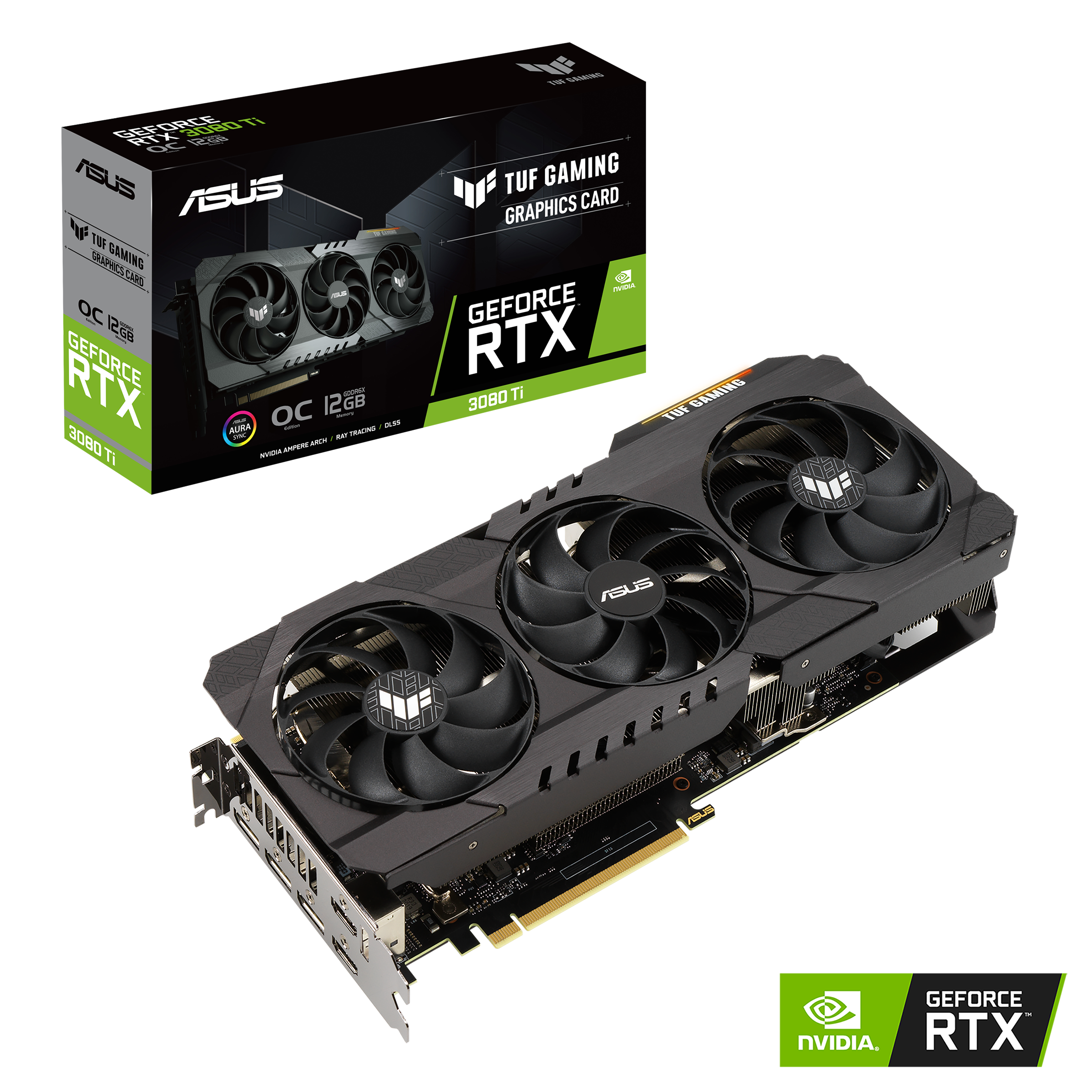 

Видеокарта ASUS NVIDIA GeForce RTX 3080Ti TUF Gaming OC, 12Gb DDR6X, 384 бит, PCI-E, 2HDMI, 3DP, Retail (TUF-RTX3080TI-O12G-GAMING LHR), TUF Gaming OC