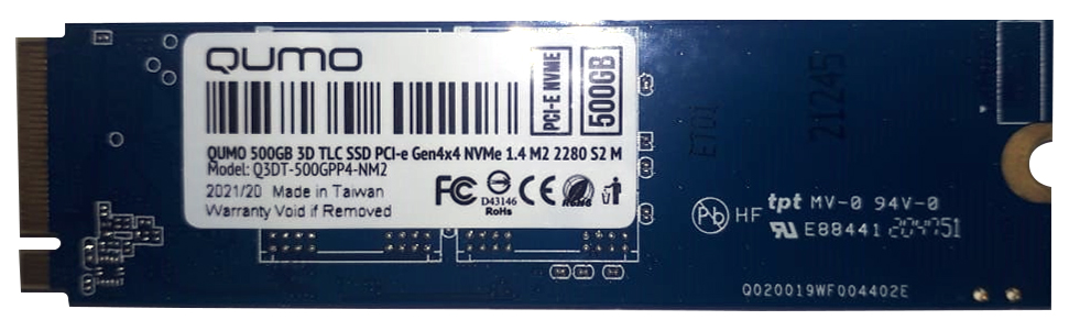 

Твердотельный накопитель (SSD) Qumo 500Gb Novation TLC 3D, 2280, M.2, NVMe (Q3DT-500GPP4-NM2)