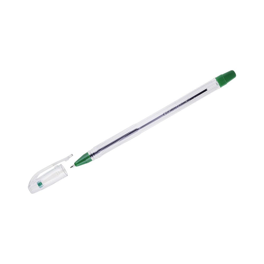 Ручка масляная Crown OJ-500B, зеленый, пластик, колпачок, картонная коробка (OJ-500B)