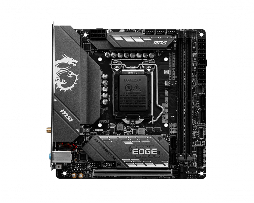 

Материнская плата MSI MPG B560I GAMING EDGE WIFI, Socket1200, Intel B560, 2xDDR4, PCI-Ex16, 4SATA3, 7.1-ch, 2.5GLAN, 3 USB 3.2, 2 USB Type-C, HDMI, DP, mini-ITX, Retail, MPG B560I GAMING EDGE WIFI