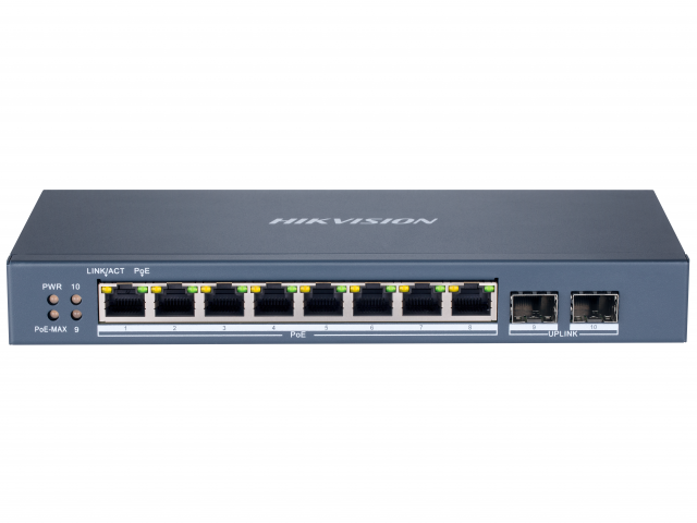 

Коммутатор Hikvision DS-3E1510P-SI, управляемый, кол-во портов: 8x1 Гбит/с, combo RJ-45/SFP 2x1 Гбит/с, установка в стойку, PoE: 8x30Вт (макс. 110Вт) (DS-3E1510P-SI), DS-3E1510P-SI