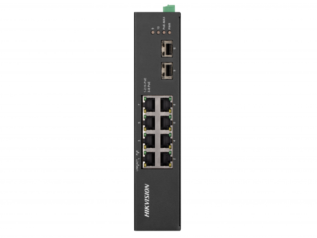 Коммутатор Hikvision DS-3T0510HP-E/HS , кол-во портов: 8x1 Гбит/с, SFP 2x1 Гбит/с, PoE: 6x90Вт (макс. 110Вт) (DS-3T0510HP-E/HS )