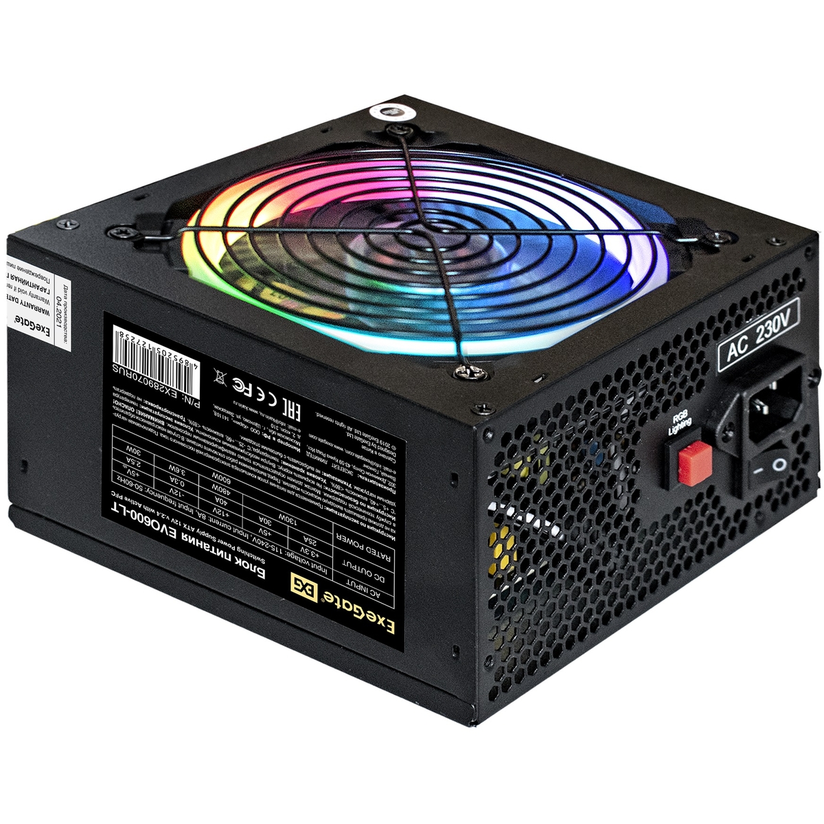 

Блок питания 600Вт ATX Exegate EVO600-LT, 120 мм (EX289070RUS-S), Черный, EVO600-LT