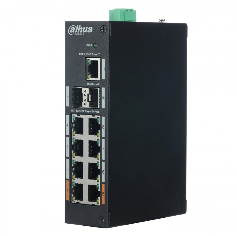 Коммутатор DAHUA DH-PFS3211-8GT-120, кол-во портов: 8x1 Гбит/с, SFP 2x1 Гбит/с, кол-во SFP/uplink: RJ-45 1x1 Гбит/с, PoE: 8x60Вт (макс. 120Вт) (DH-PFS3211-8GT-120) - фото 1