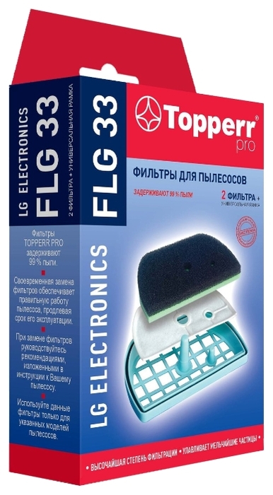 

Набор фильтров Topperr FLG 33 для LG LG серии Ellipse Cyclone, черный/голубой, 2шт. (FLG 33), FLG 33
