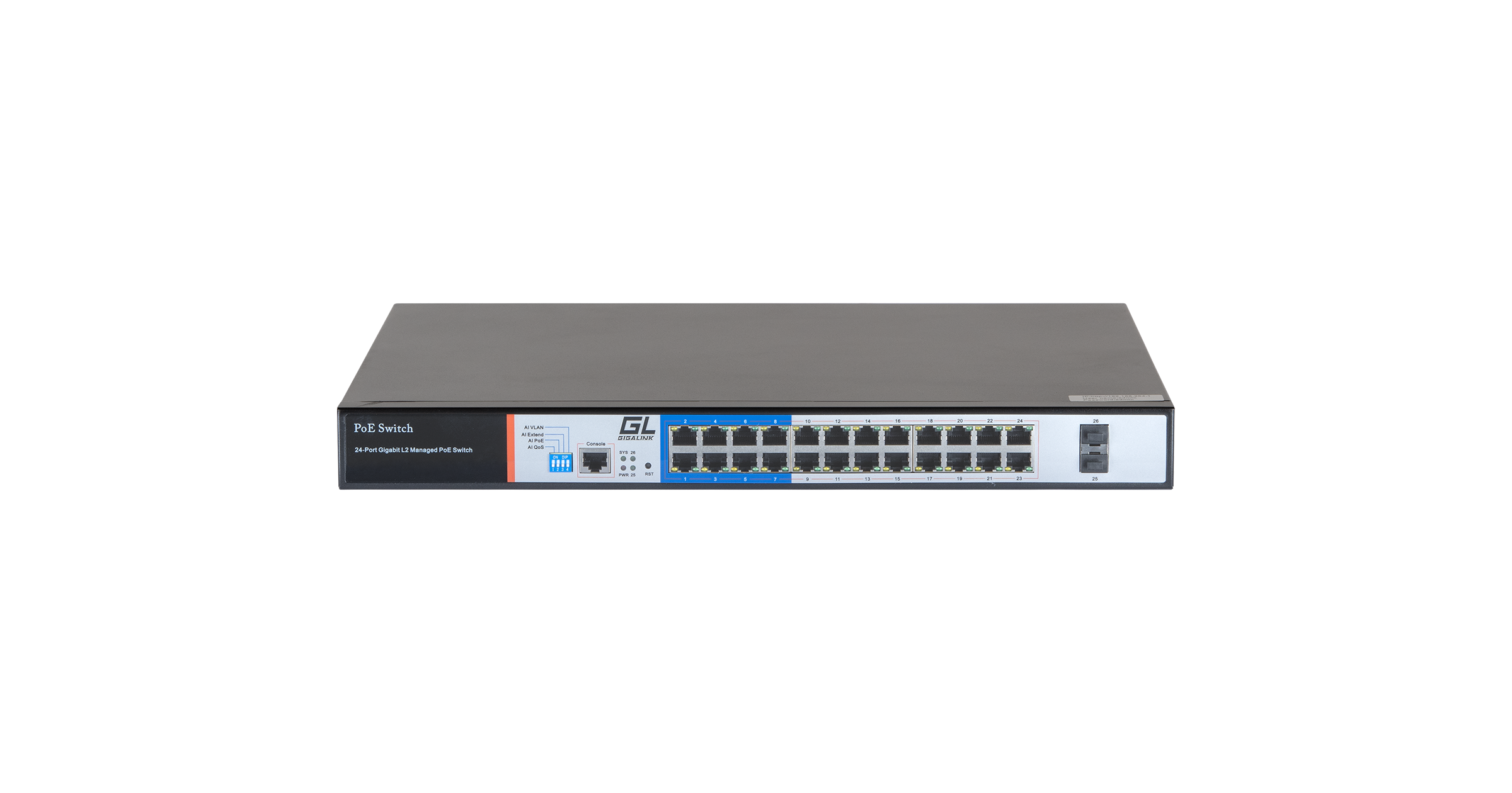 

Коммутатор Nikomax (Gigalink) GL-SW-G205-24P, управляемый, кол-во портов: 24x1 Гбит/с, SFP 2x1 Гбит/с, установка в стойку, PoE: 24x30Вт (макс. 400Вт) (GL-SW-G205-24P), GL-SW-G205-24P