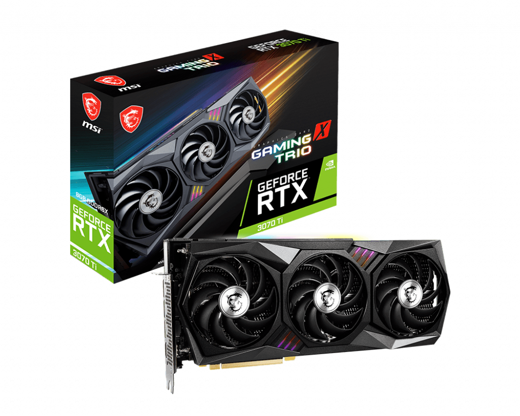 

Видеокарта MSI NVIDIA GeForce RTX 3070 ti GAMING X TRIO 8G , 8G b DDR6 X , 256bit, PCI-E, HDMI, 3DP, Retail ( RTX 3070 ti GAMING X TRIO LHR), GAMING X TRIO 8G
