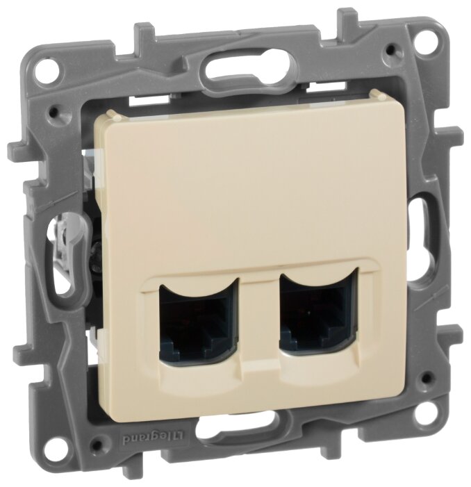 

Розетка RJ-45+RJ-45 скрытый монтаж категория 5e, механизм без рамки, слоновая кость, Legrand Etika (672355)