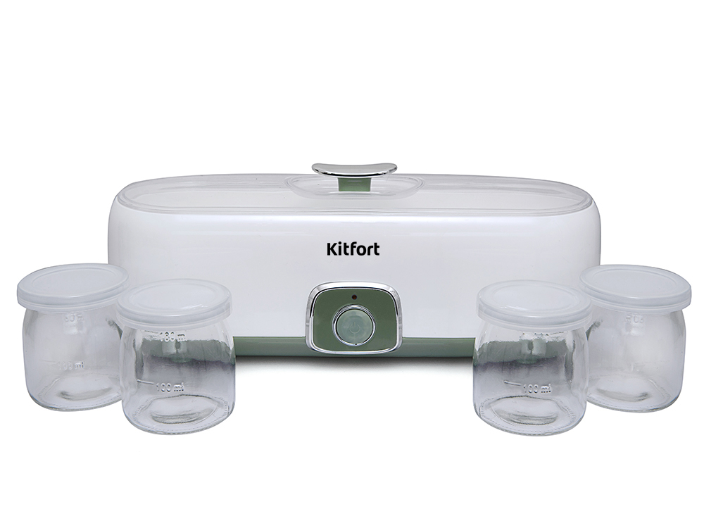Йогуртница Kitfort KT-2006 20 Вт, белый/зеленый