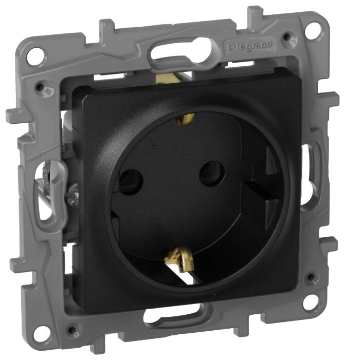 Розетка Legrand Etika, однопостовая, антрацит