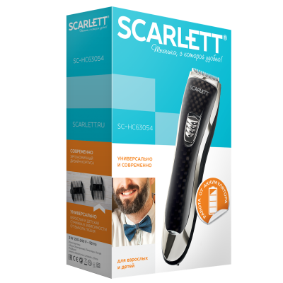 

Машинка для стрижки Scarlett SC-HC63054, режимов 1, насадок 2, черный, SC-HC63054